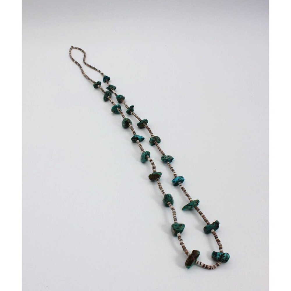 Southwestern Western turquoise heishi shell handmade single strand necklace